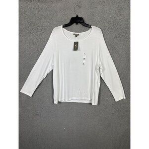 Style & Co Women's Cotton Long-Sleeve Scoop-Neck Casual Top White XXL NWT's